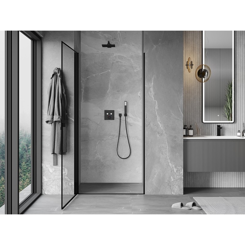 Mexen Mist-B porte de douche pivotante gauche 70 cm, cadre noir, noir - 8A2-070-000-70-70-L