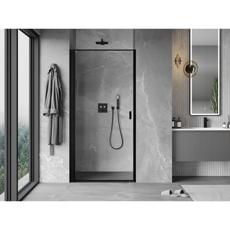 Mexen Mist-B porte de douche pivotante gauche 80 cm, cadre noir, noir - 8A2-080-000-70-70-L