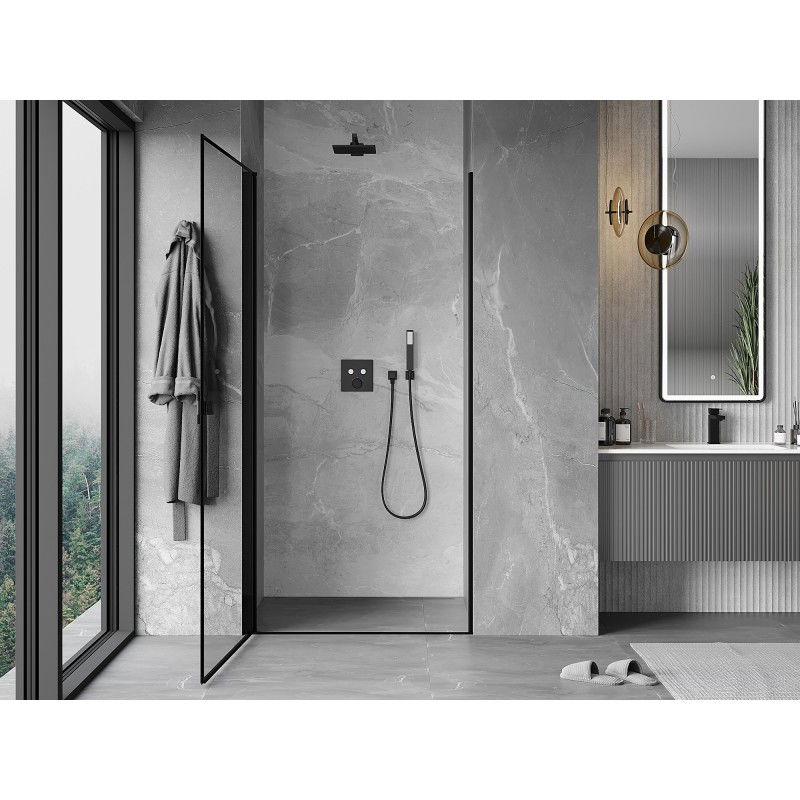 Mexen Mist-B porte de douche pivotante gauche 80 cm, cadre noir, noir - 8A2-080-000-70-70-L