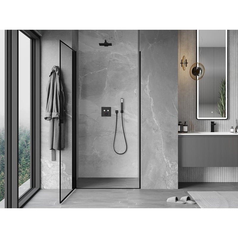 Mexen Mist-B porte de douche pivotante gauche 100 cm, cadre noir, noir - 8A2-100-000-70-70-L
