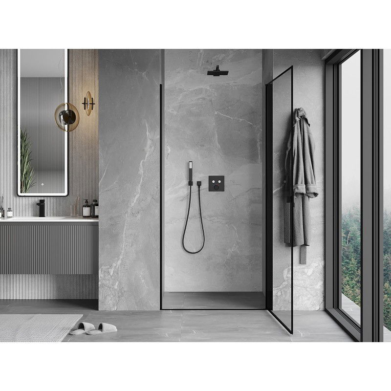 Mexen Mist-B porte de douche pivotante droite 70 cm, cadre noir, noir - 8A2-070-000-70-70-P