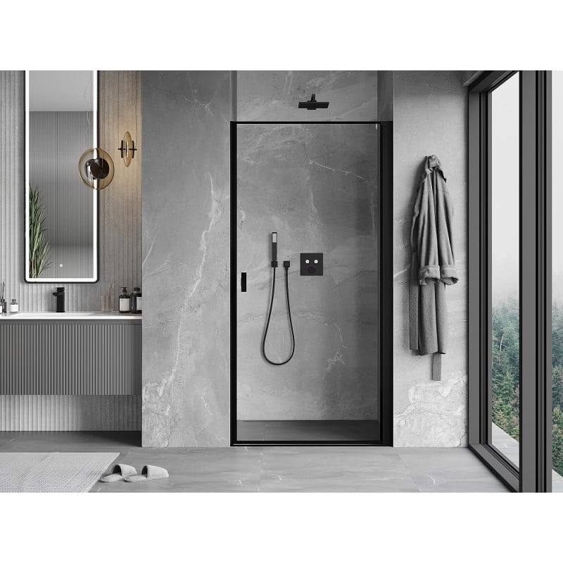 Mexen Mist-B porte de douche pivotante droite 80 cm, cadre noir, noir - 8A2-080-000-70-70-P