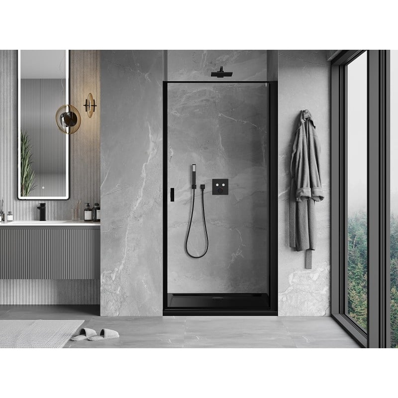 Mexen Mist-B porte de douche pivotante droite 80 cm, cadre noir, noir - 8A2-080-000-70-70-P