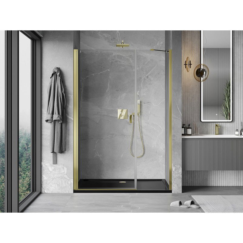 Mexen Mist-B porte de douche battante 120 cm, transparentes, dorées - 8A2-120-001-50-00