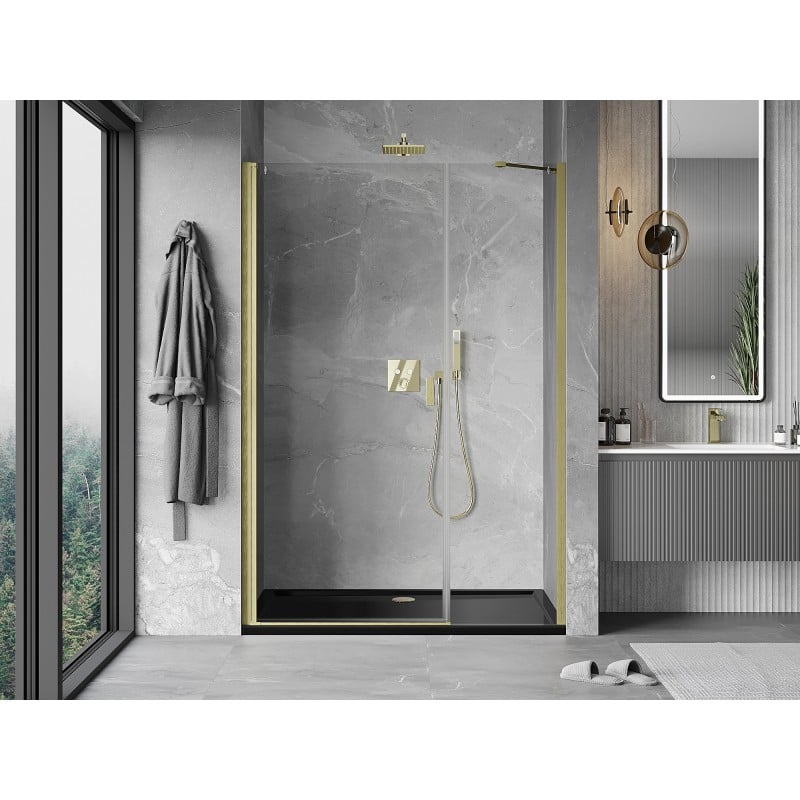 Mexen Mist-B porte de douche pivotante 100 cm, transparent, or brossé - 8A2-100-001-55-00