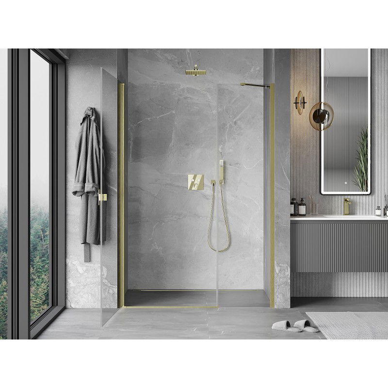 Mexen Mist-B porte de douche pivotante 115 cm, transparent, doré brossé - 8A2-115-001-55-00