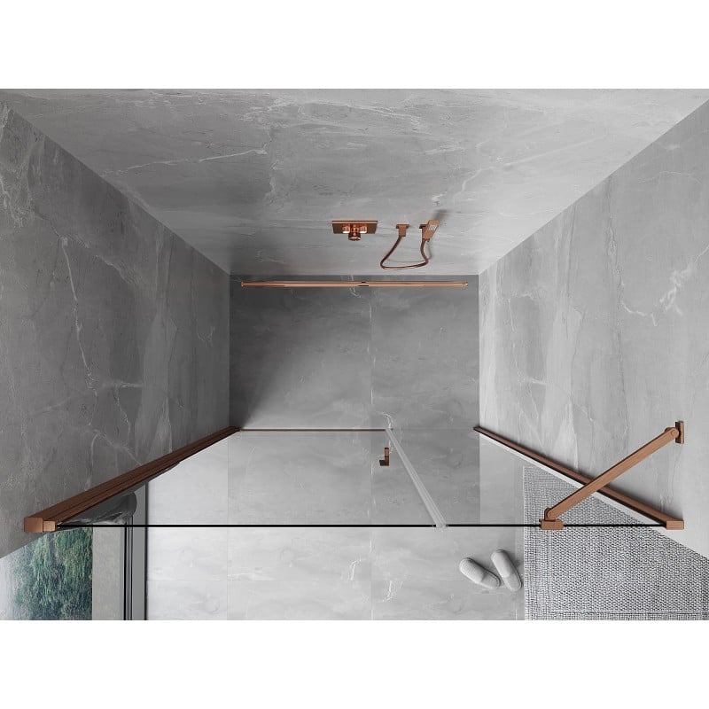 Mexen Mist-B porte de douche pivotante 115 cm, transparent, cuivre brossé - 8A2-115-001-65-00