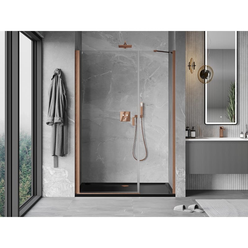Mexen Mist-B porte de douche pivotante 115 cm, transparent, cuivre brossé - 8A2-115-001-65-00