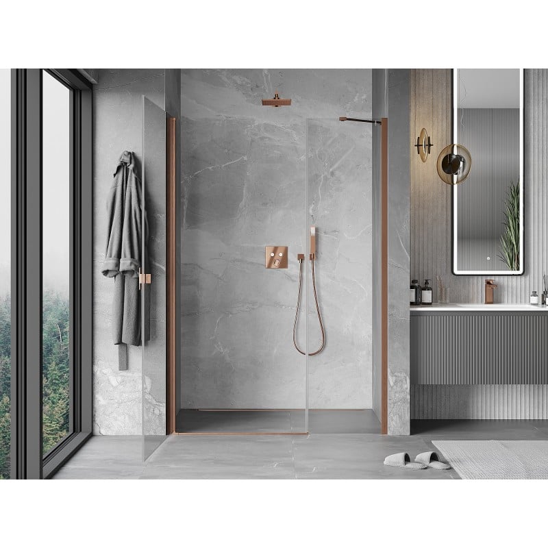 Mexen Mist-B porte de douche pivotante 115 cm, transparent, cuivre brossé - 8A2-115-001-65-00