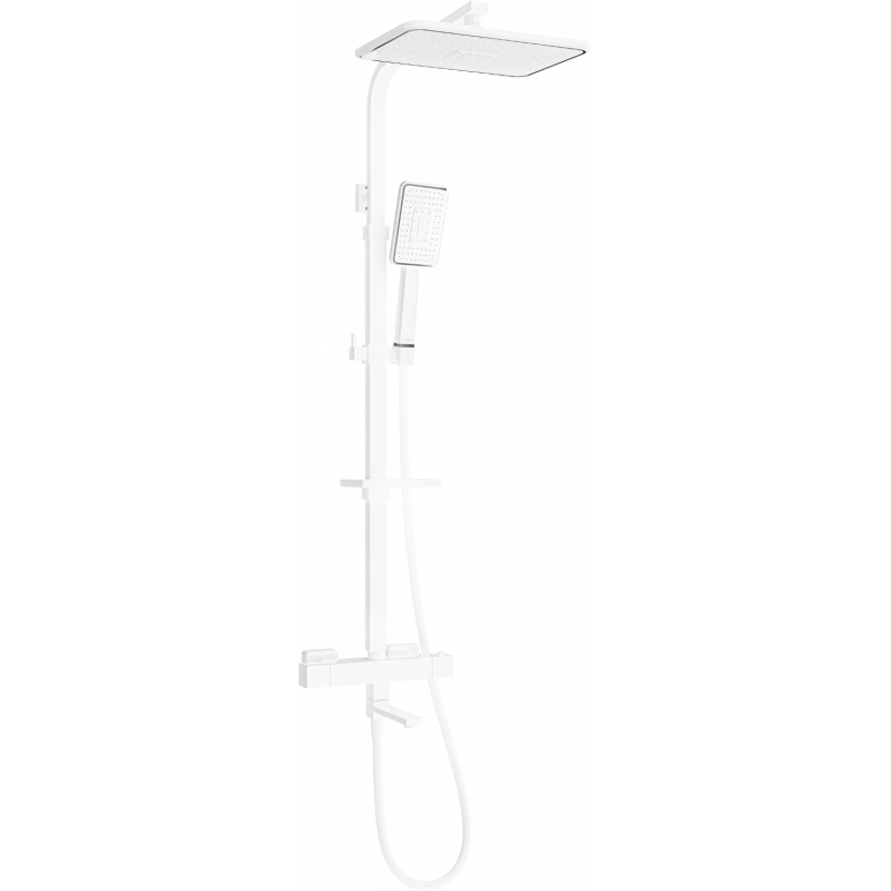 Mexen CQ54 ensemble baignoire-douche avec douche à effet pluie et robinet thermostatique, blanc/chrome - 779105495-21