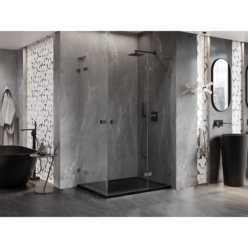Mexen Lunar L Duo cabine de douche pivotante droite 115 x 90 cm, transparent, gun metal - 834L-115P-090L-95-00