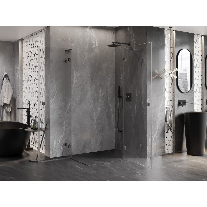 Mexen Lunar L Duo cabine de douche pivotante droite 115 x 110 cm, transparent, gun metal - 834L-115P-110L-95-00