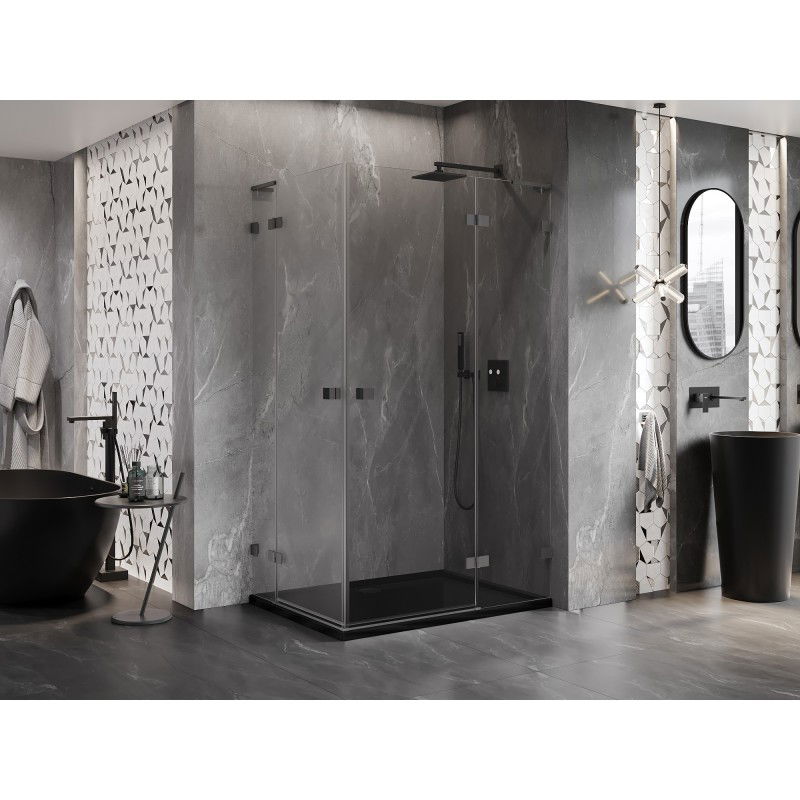 Mexen Lunar L Duo cabine de douche pivotante droite 120 x 85 cm, transparent, métal gun - 834L-120P-085L-95-00