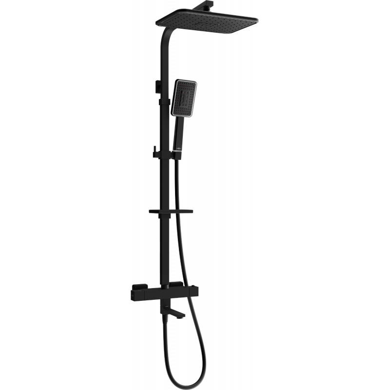 Mexen CQ54 ensemble baignoire-douche avec pomme de douche et mitigeur thermostatique, noir/chrome - 779105495-71