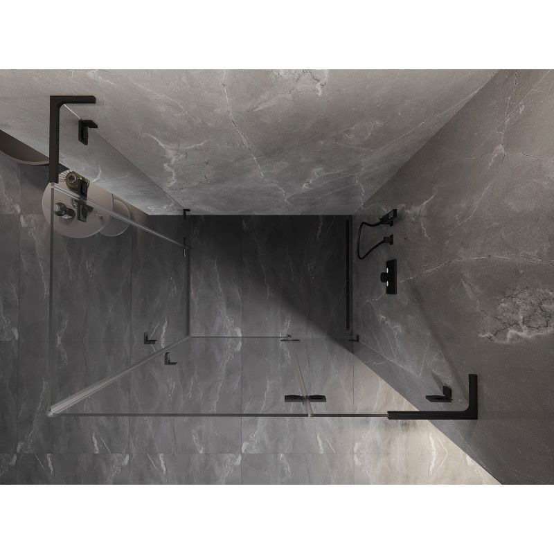 Mexen Lunar L Duo cabine de douche pivotante droite 75 x 70 cm, transparente, noire - 834L-075P-070L-70-00