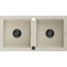 Mexen Mario évier en granit 2 bacs 820 x 436 mm, beige, siphon noir - 6504822000-69-B