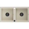 Mexen Mario évier en granit à 2 bacs 820 x 436 mm, beige, siphon noir - 6504822000-69-B