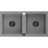 Mexen Mario évier en granit 2 bacs 820 x 436 mm, gris, siphon noir - 6504822000-71-B