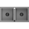 Mexen Mario évier en granit à 2 bacs 820 x 436 mm, gris, siphon noir - 6504822000-71-B