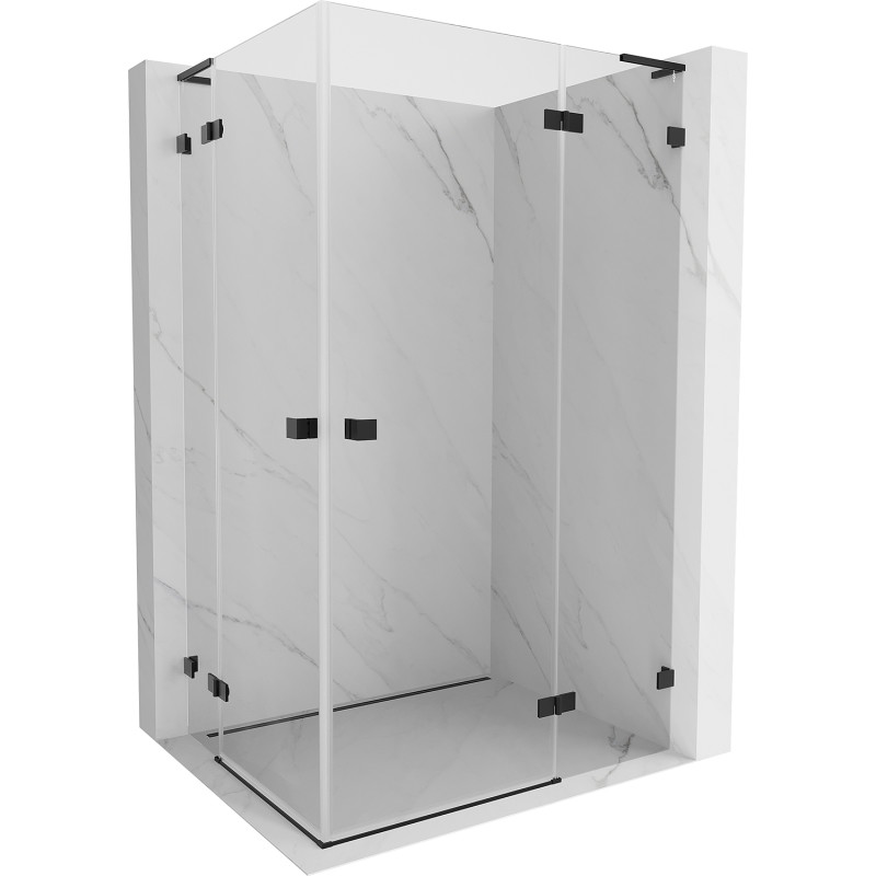 Mexen Lunar L Duo cabine de douche pivotante droite 110 x 95 cm, transparent, noir - 834L-110P-095L-70-00