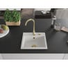 Mexen Milo évier en granit 1 bac 435 x 410 mm, blanc, siphon doré - 6505441000-20-G