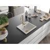 Mexen Milo évier en granit 1 bac 435 x 410 mm, blanc, siphon doré - 6505441000-20-G