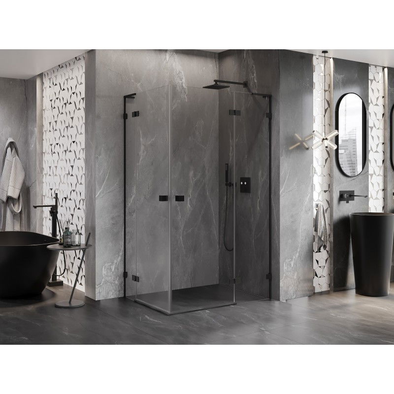 Mexen Lunar L Duo cabine de douche pivotante droite 115 x 95 cm, transparente, noire - 834L-115P-095L-70-00