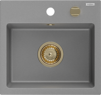 Mexen Milo évier en granit à 1 cuve 435 x 410 mm, Gris, siphon Or - 6505441000-71-G