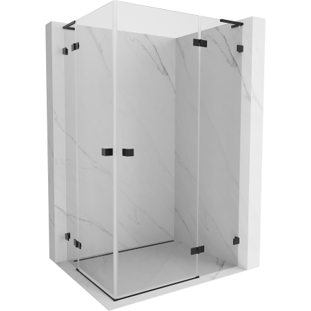Mexen Lunar L Duo cabine de douche pliante droite 115 x 110 cm, transparent, noir - 834L-115P-110L-70-00
