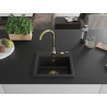 Mexen Milo évier en granit 1 bac 435 x 410 mm, noir/métallique argenté, siphon doré - 6505441000-73-G