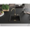 Mexen Milo évier en granit 1 bac 435 x 410 mm, noir/doré métallique, siphon doré - 6505441000-75-G