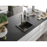 Mexen Milo évier en granit 1 bac 435 x 410 mm, noir/doré métallique, siphon doré - 6505441000-75-G