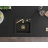 Mexen Milo évier en granit 1 bac 435 x 410 mm, noir/doré métallique, siphon doré - 6505441000-75-G