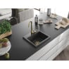 Mexen Milo évier en granit 1 bac 435 x 410 mm, noir moucheté, siphon doré - 6505441000-76-G