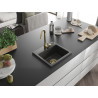 Mexen Milo évier en granit à 1 bac 435 x 410 mm, noir moucheté, siphon doré - 6505441000-76-G