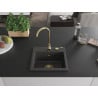 Mexen Milo évier en granit 1 bac 435 x 410 mm, noir moucheté, siphon doré - 6505441000-76-G