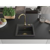 Mexen Milo évier en granit à 1 bac 435 x 410 mm, noir moucheté, siphon doré - 6505441000-76-G