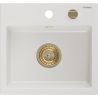 Mexen Milo évier en granit à 1 cuve 435 x 410 mm, Blanc, siphon Or - 6505441000-20-G
