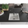 Mexen Milo évier en granit 1 bac 435 x 410 mm, blanc, siphon noir - 6505441000-20-B