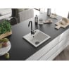 Mexen Milo évier en granit 1 bac 435 x 410 mm, blanc, siphon noir - 6505441000-20-B