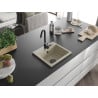Mexen Milo évier en granit 1-bac 435 x 410 mm, beige, siphon noir - 6505441000-69-B