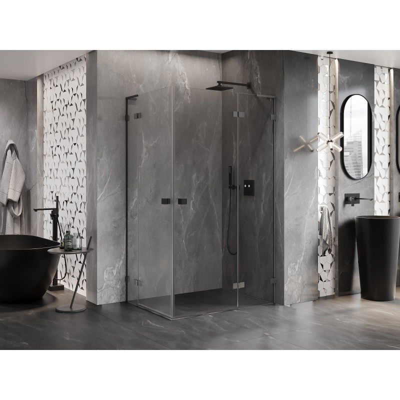 Mexen Lunar L Duo cabine de douche pivotante droite 95 x 85 cm, transparent, gris pistolet brossé - 834L-095P-085L-66-00