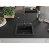 Mexen Milo évier en granit 1 bac 435 x 410 mm, noir/métallisé argent, siphon noir - 6505441000-73-B