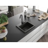 Mexen Milo évier en granit à 1 bac 435 x 410 mm, noir/or métallique, siphon noir - 6505441000-75-B
