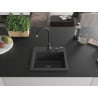 Mexen Milo évier en granit 1 bac 435 x 410 mm, noir moucheté, siphon noir - 6505441000-76-B