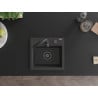 Mexen Milo évier en granit 1 bac 435 x 410 mm, noir moucheté, siphon noir - 6505441000-76-B