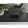 Mexen Milo évier en granit 1 bac 435 x 410 mm, noir, siphon noir - 6505441000-77-B