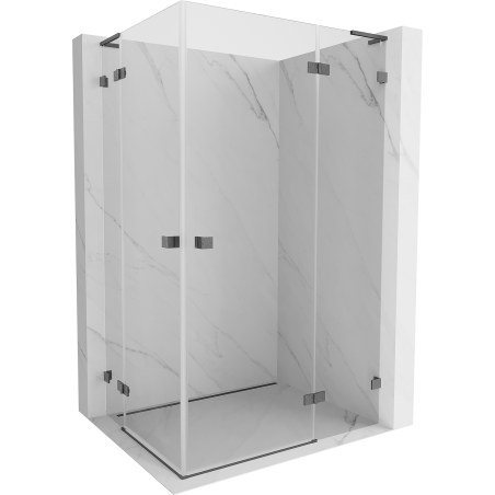 Mexen Lunar L Duo cabine de douche battante droite 110 x 90 cm, transparent, gris canon brossé - 834L-110P-090L-66-00