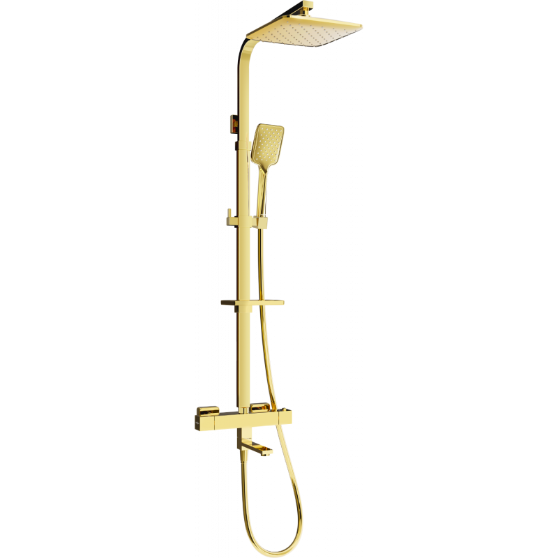Mexen CQ62 ensemble bain-douche avec pomme de douche et mitigeur thermostatique, doré - 779106295-50