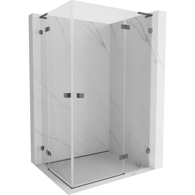 Mexen Lunar L Duo cabine de douche pivotante droite 115 x 70 cm, transparent, gun gray brossé - 834L-115P-070L-66-00